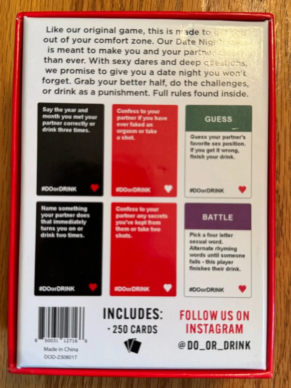 DO OR DRINK Date Night Party Card Game - Red